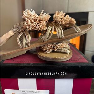 Circus by Sam Edelman Tan and Cream Sandals with Embellished Straps